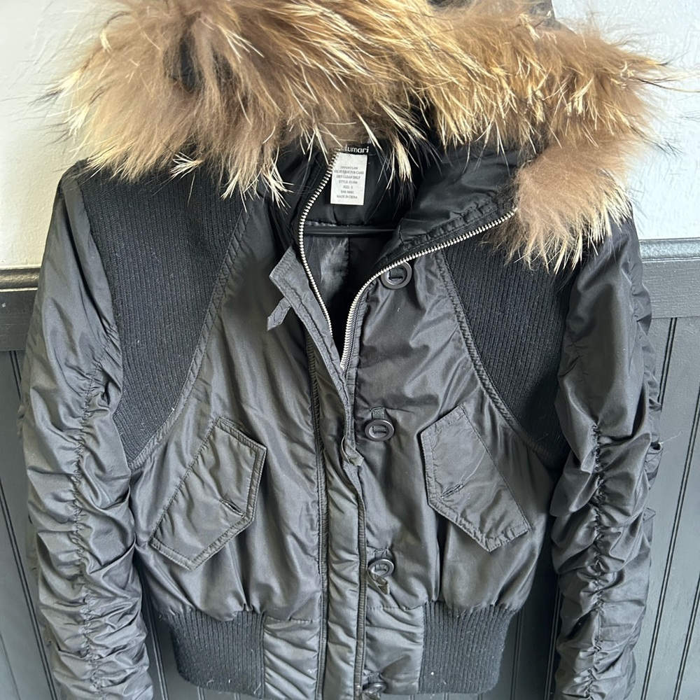 Black Fur-Lined Bomber Jacket
